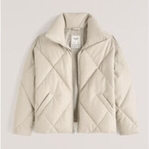 A&F Oversized Vegan Leather Diamond Puffer